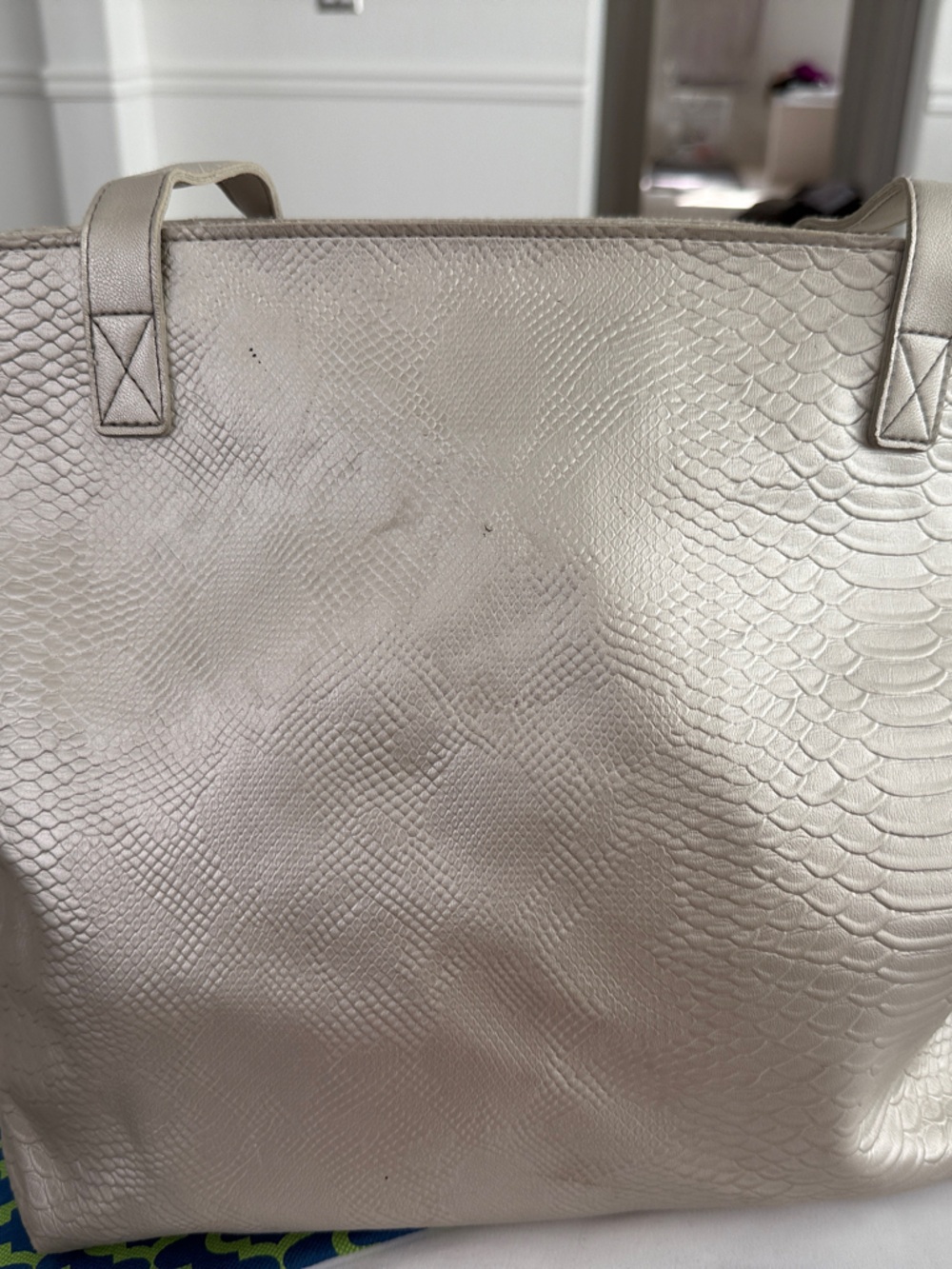 Metallic Silver Textured Tote Bag - Elegant Everyday Carry